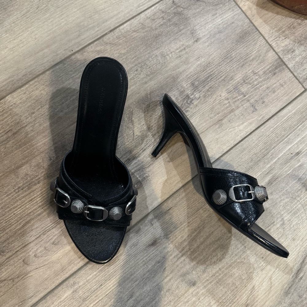 Balenciaga Black Studded Mules